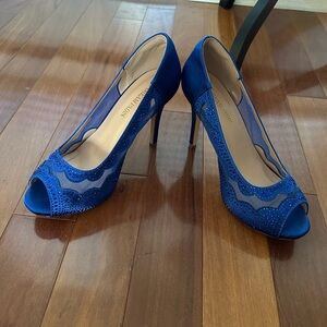 DREAM PAIRS Women's Peep Toe Glitter High Heels Dress Shoes DIVINE royal blue